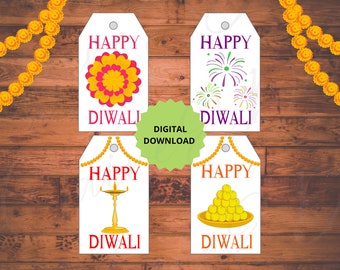 Printable Diwali Gift Tag Bundle, Diwali party tags, Happy Diwali, DIY Favor Tag, Instant Download