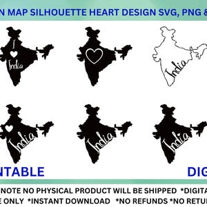 Carte de l'Inde silhouette coeur conception svg, png & jpeg, j'aime l'Inde, police de l'Inde, graphique téléchargement immédiat