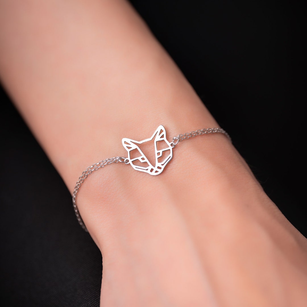 925 Sterling Silver Origami Fox Design Women's Etsy
