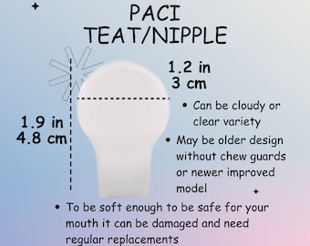 V1 Replacement Adult Pacifier Nipple Size 6,  Without Chew Guards, Spare Adult Teat