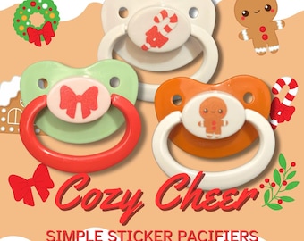 Cozy Cheer Adult Pacifier, Gingerbread Man, Snowman, Candy Cane Winter Holiday Christmas Little Space Gear