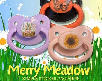 Merry Meadow Adult Pacifier, Flower, Rose, Daisy, Tulip, Sunflower, Butterfly, Cottagecore Little Space Gear