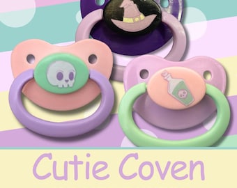 Cutie Coven Adult Pacifier, Pastel Goth Spooky Halloween Little Space Gear
