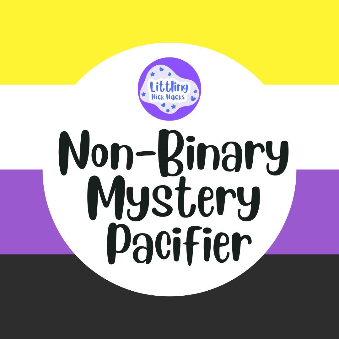Non-binary Pride Mystery Adult Pacifier, Little Space Gear - Etsy