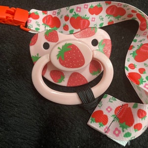 Strawberry Little Space Clip, Kawaii Cottagecore Pacifier Clip, Little Space Gear