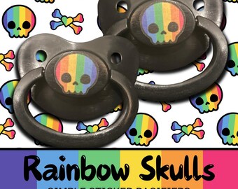 Rainbow Skull Adult Pacifier, Little Space Agere Gear