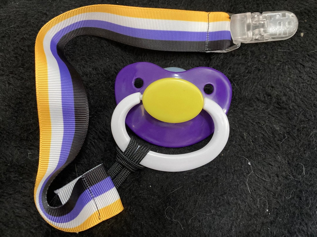 Non-binary Pride Flag Little Space Clip, Pacifier Clip, LGBT+ Little Space Gear