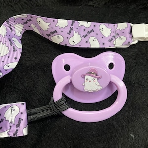 Purple Boo Thang Pacifier Clip, Pastel Goth Little Space, Halloween Spooky Agere