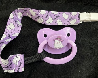 Purple Boo Thang Pacifier Clip, Pastel Goth Little Space, Halloween Spooky Agere