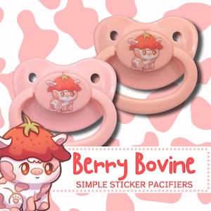 Chupete para adultos Berry Bovine, diseño de vaca fresa, estilo cottagecore, adorable y kawaii, Little Space Gear