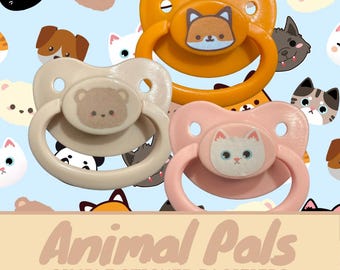 Animal Pals Adult Pacifier, Fox, Cat, Dog, Bear Little Space Gear