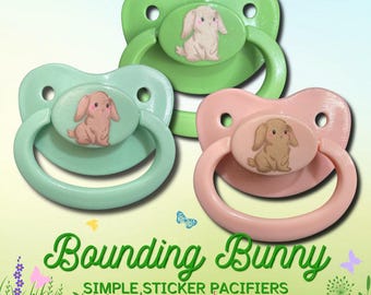 Bounding Bunny Adult Pacifier, Cottagecore Soft Kawaii Cute Rabbit Little Space Gear