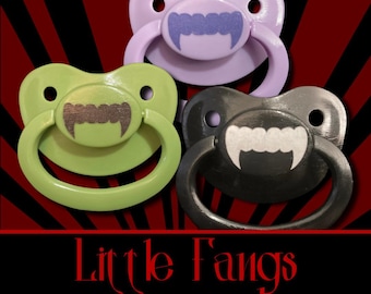 Little Fangs Adult Pacifier, Goth Spooky Halloween Vampire Little Space Gear