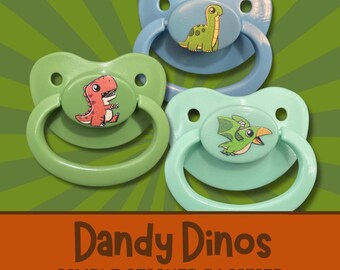 Dandy Dinos Adult Pacifier, Dinosaur Little Space Gear