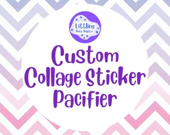 Custom Collage Sticker Adult Pacifier, Gen 1 Size 6, Little Space Gear