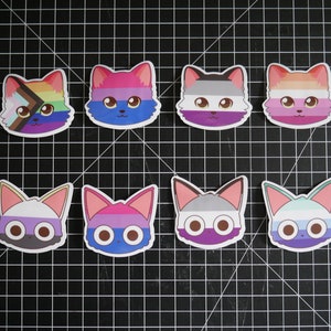 Pastel LGBTQIA+ Kitties - Pack de 4 autocollants découpés et stratifiés - TOUS LES DRAPEAUX, Mix and Match, Choisissez votre pack