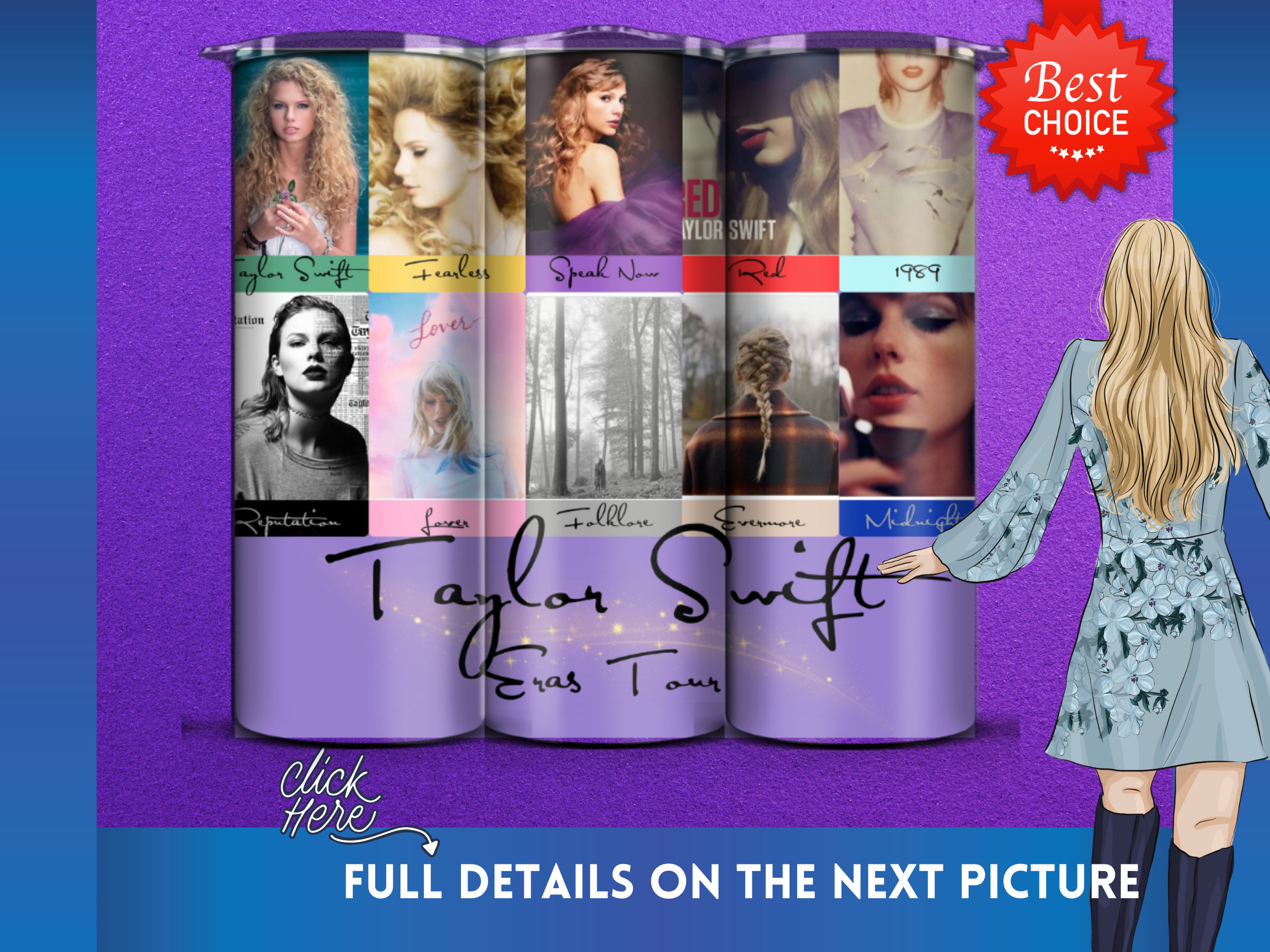 Taylor Swift Album Books The Eras Tour 20oz Skinny Tumbler