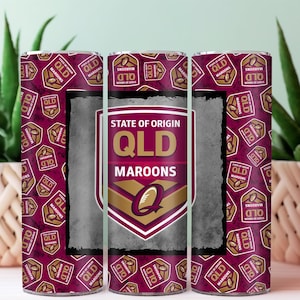 QLD Queensland State Of Origin NRL 20oz Tumbler Sublimation Wrap Clipart Digital File