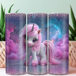Cute Pony Unicorn 20oz Tumbler Sublimation Wrap Clipart Digital File