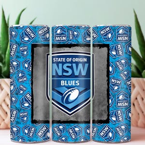 Archivo digital de imágenes prediseñadas para envolver vasos de 20 oz de la NRL, NSW New South Wales Blues State of Origin