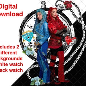 Rise of Red Descendants Chloe sublimatie deelvenster ontwerp digitaal bestand, PNG-afbeeldingen
