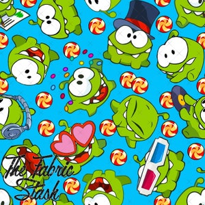 Candy Muncher taglia la corda Om Nom Digital Seamless Pattern ripetendo Clipart di carta