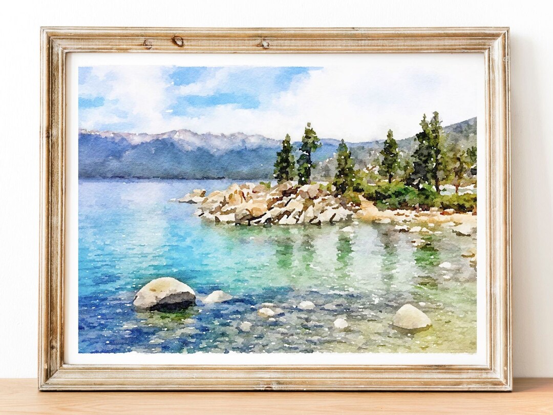 Lake Tahoe Watercolor Print California Painting California - Etsy