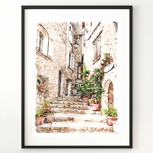 France Street Print, Tourrettes sur Loup village of Provence, Neutral French Decor, Digital Download 5x7, 8x10, 11x14, 18x24