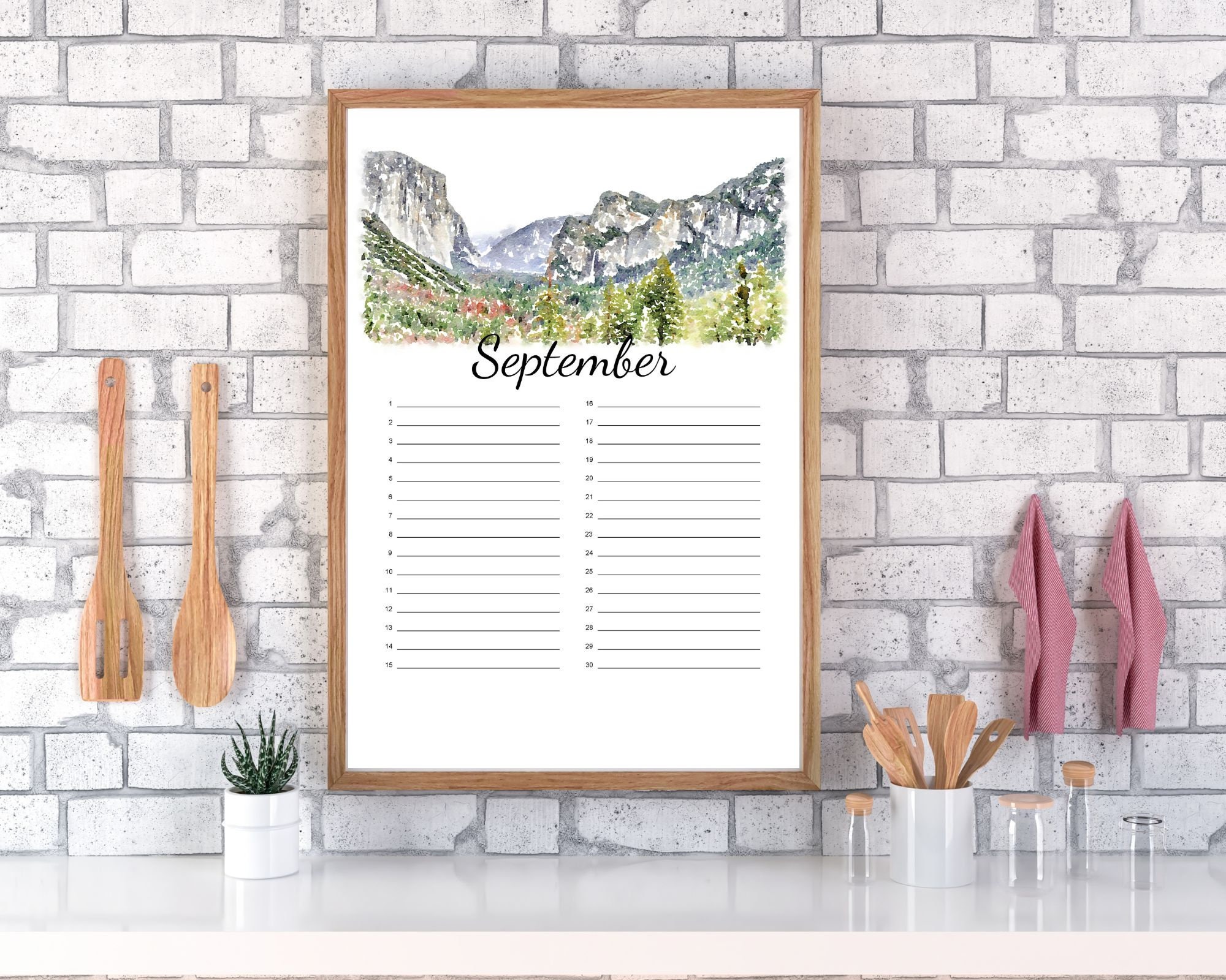 Printable Perpetual Calendar, Landscape Birthday Calendar, Gift for ...