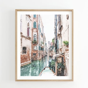 Venice Canal Watercolour Print, Italy Art Print, Neutral Painting, Travel Gift, Digital Printable 2x3, 5x7, 8x10, 16x20, 18x24