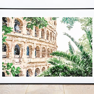 El Coliseo, Roma Italia, Impresión de acuarela, Regalos de viaje de Roma, Descarga instantánea