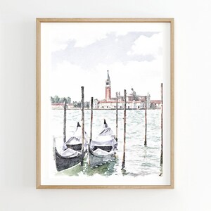 Venice Canal Gondola Digital Watercolor Print, Italian Decor, Italian Photography Print, Digital Printable 5x7, 8x10, 11x14, 16x20, 18x24