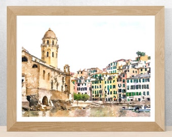 Italien Cinque Terre Kunstdruck, Manarola Poster, Italien Meereslandschaft, Ligurien Reiseposter, Digitaler Download