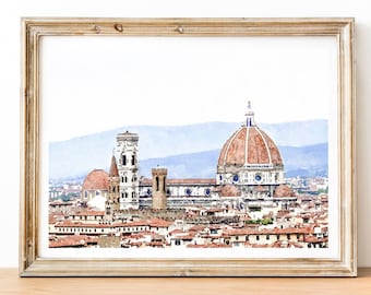 Florence Italy Watercolor print, Italian wall art, Italia home decoration, Digital download 2x3, 5x7, 8x10, 11x14, 18x24