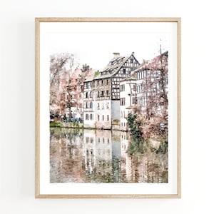 Straßburg Frankreich Aquarell druckbare Kunst, Reisekunstdruck, französische Dekoration, digitaler download 5 x 7, 8 x 10, 11 x 14, 16 x 20, 18 x 24