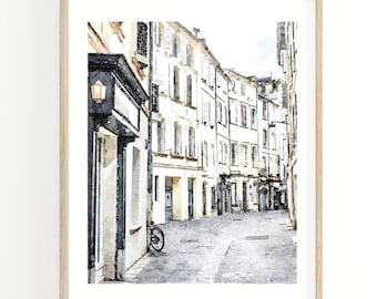 Avignon France Street Watercolor print, France Travel poster, French Print, Digital Download Printable 5x7, 8x10, 11x14, 16x20, 18x24