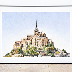 Mont Saint Michel Normandy France watercolor print, France travel poster, Printable Digital Download 2x3, 5x7, 8x10, 11x14, 18x24