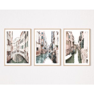 Venice Canals Set of 3, Digital Watercolor Prints, Italy Wall Art, Venice Wall Art, Digital Download 5x7, 8x10, 11x14
