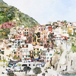 Manarola watercolor print, Cinque Terre travel poster, Italy wall art, Italian beach, Digital Printable Download 2x3, 5x7 8x10, 11x14, 18x24 image 9