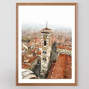 Italy Florence Duomo Watercolor print, Italy Wall art, Cathedral of Santa Maria del Fiore Florence, Instant download
