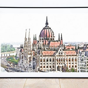 Budapest Hungary watercolor print, Hungary Travel Poster, European travel poster, Digital Download 2x3, 5x7, 8x10, 11x14, 18x24