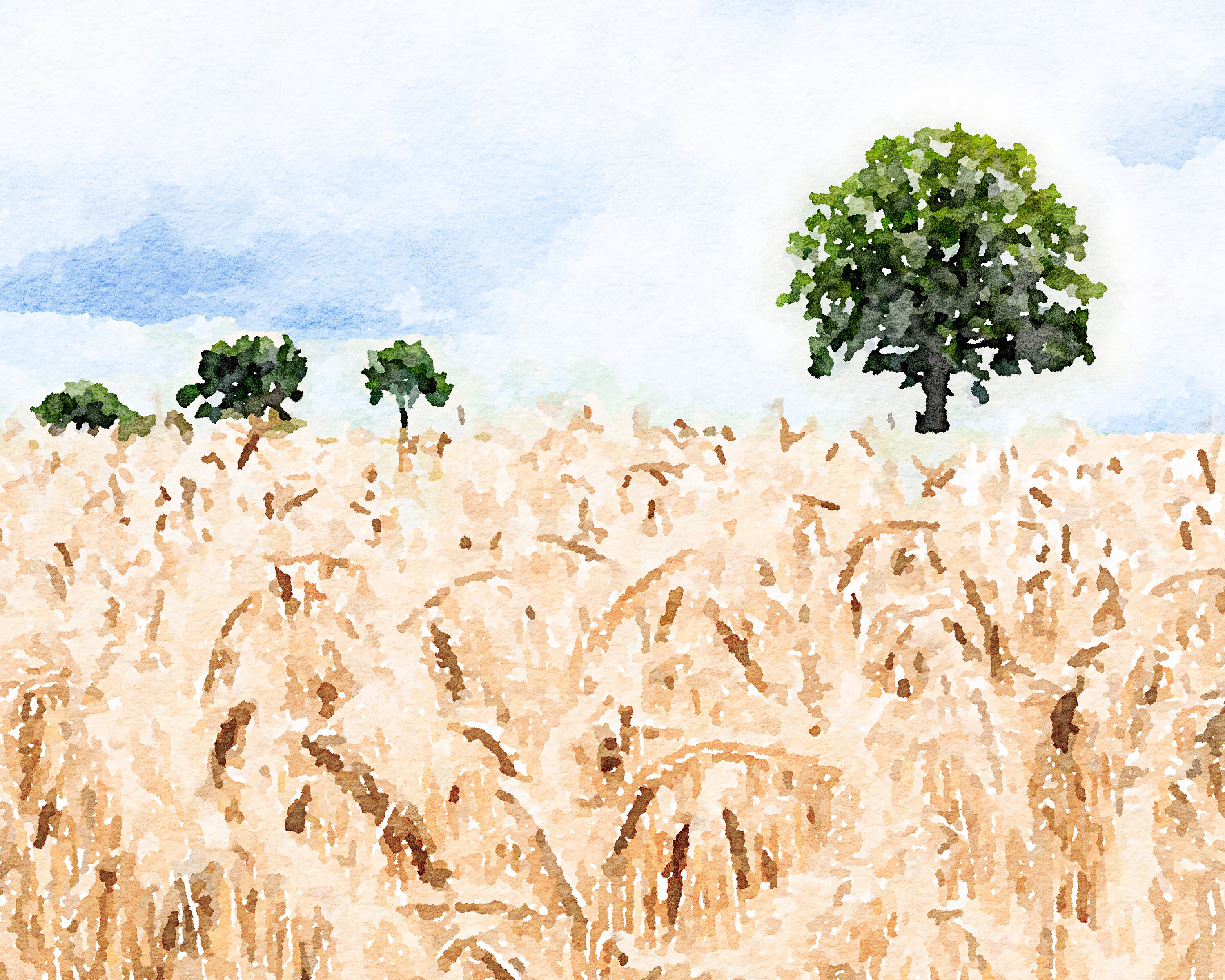Wheat Field Landscape Art, PRINTABLE Farm Field Landscape Painting ...