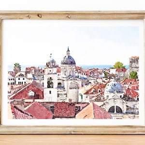 Dubrovnik Croatia Watercolor print, Neutral Wall Art,  Croatia travel poster, Digital Download 2x3, 5x7, 8x10, 11x14, 18x24