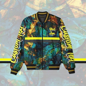 Custom Ink Painting Bomber Jacket: Personalized Unisex Style