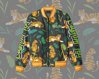 Tiger Print Bomber Jacke: Personalisierte Streetwear Jacke