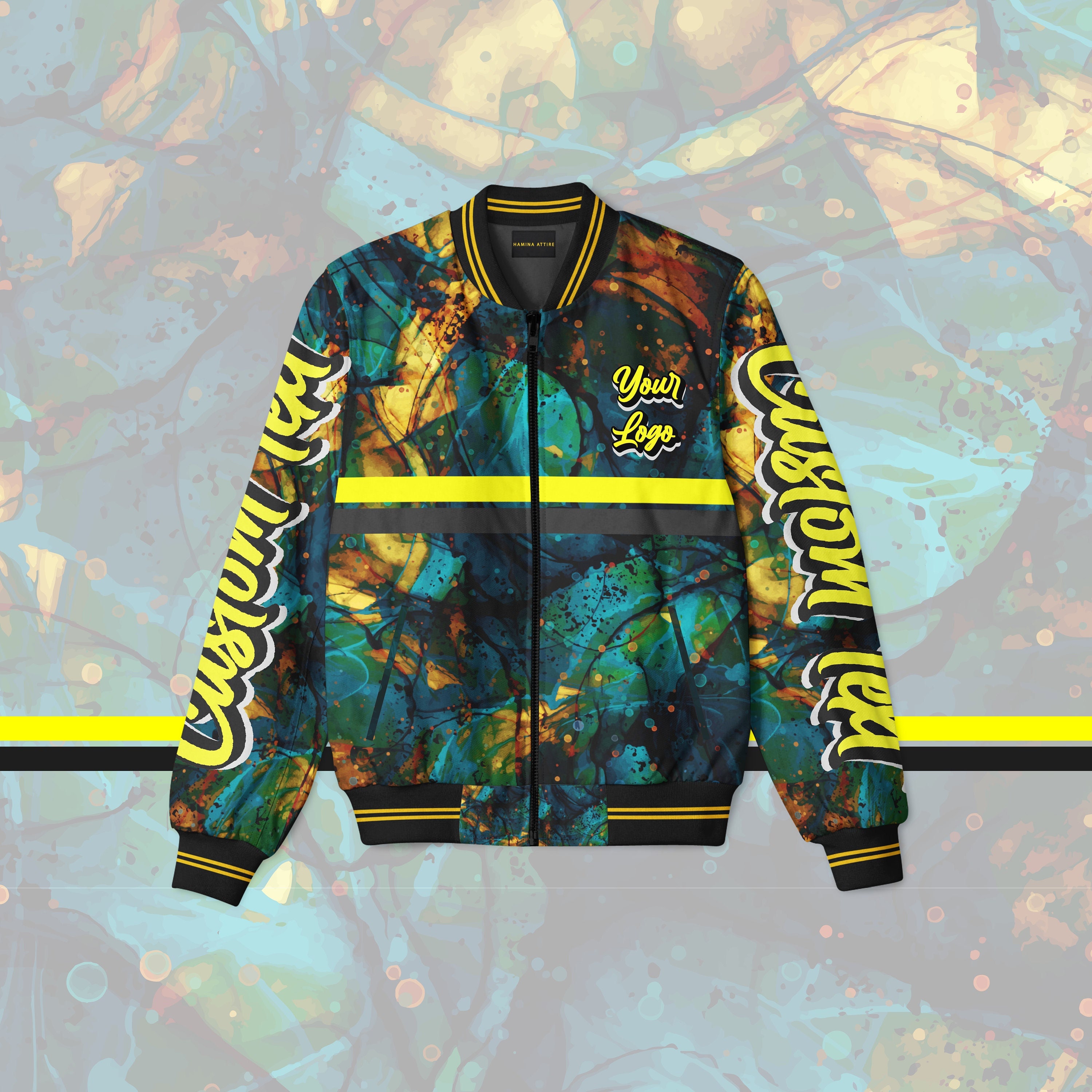 Custom Ink Painting Bomber Jacket: Personalized Unisex Style