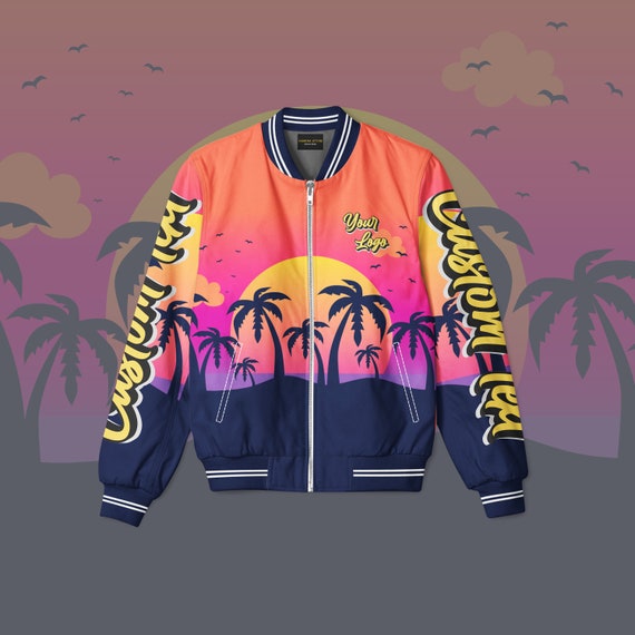Palm Paradise Unisex Bomber Jacket With a Beachy Vibe Stay Cozy