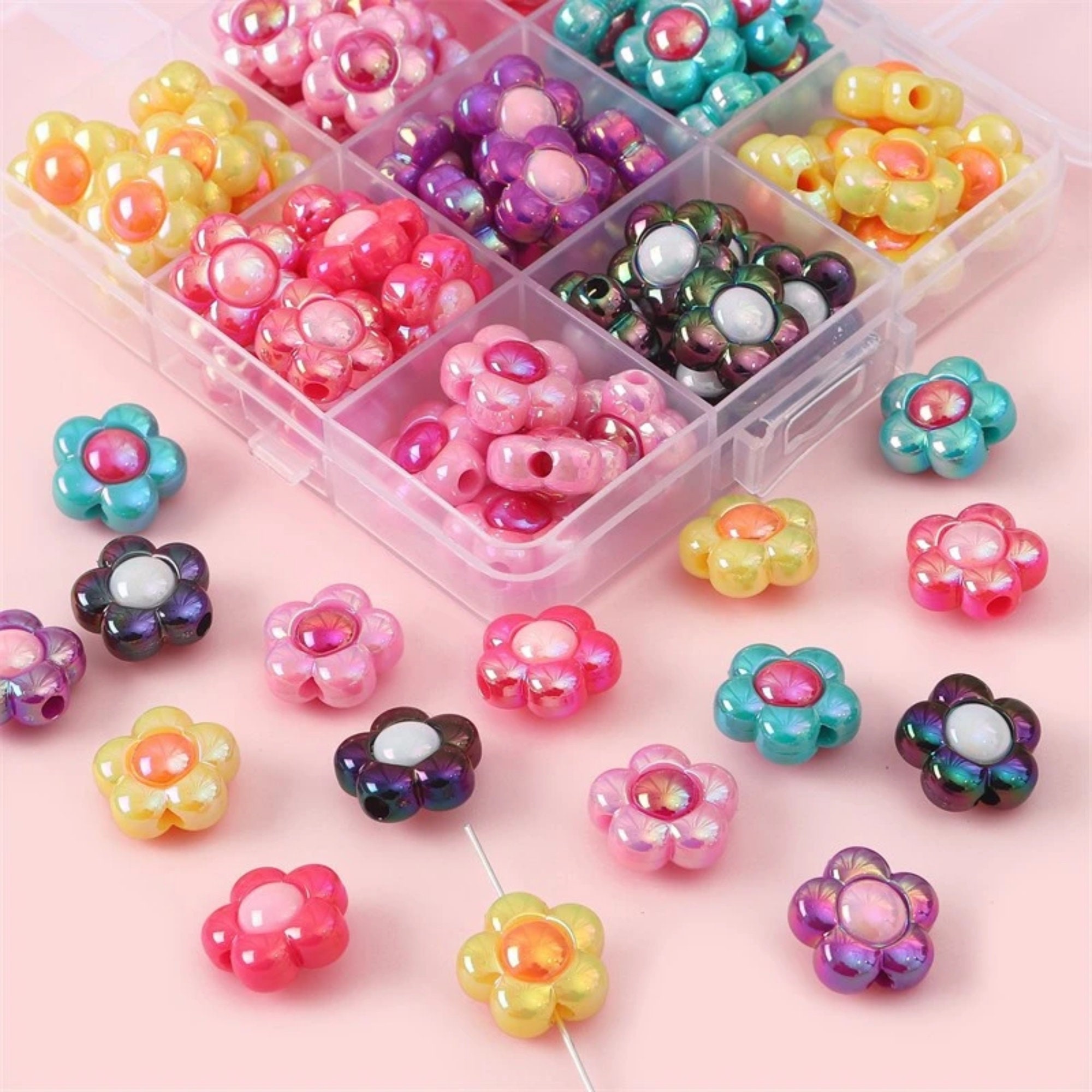 120Pcs Assorted Acrylic Beads Purple Flower Butterfly Bows Star Shell Beads  AB Color Plastic Loose Beads Cute Round Beads Bulk for Bracelets Jewelry