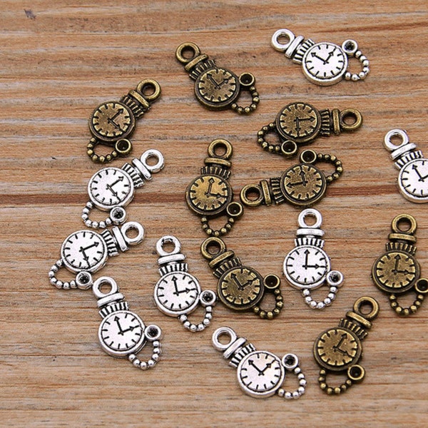 Pendentif à breloque d'horloge en alliage de Zinc et métal, 50 pièces, pour la fabrication de bijoux