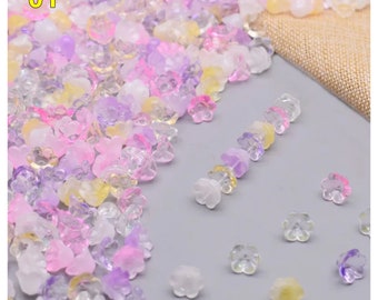 50 tapas de cuentas de flores de cristal para hacer joyas, accesorios de horquilla